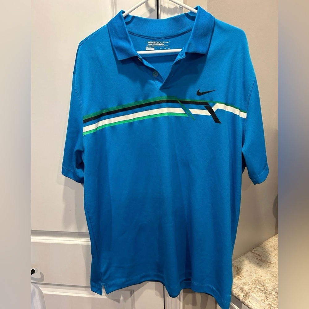 Nike Golf Fit Dry Polo Shirt Mens Size XXL Blue Polyester Short Sleeve